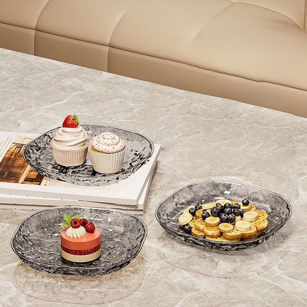 8pcs Square Snack Plates With Glacier Pattern
