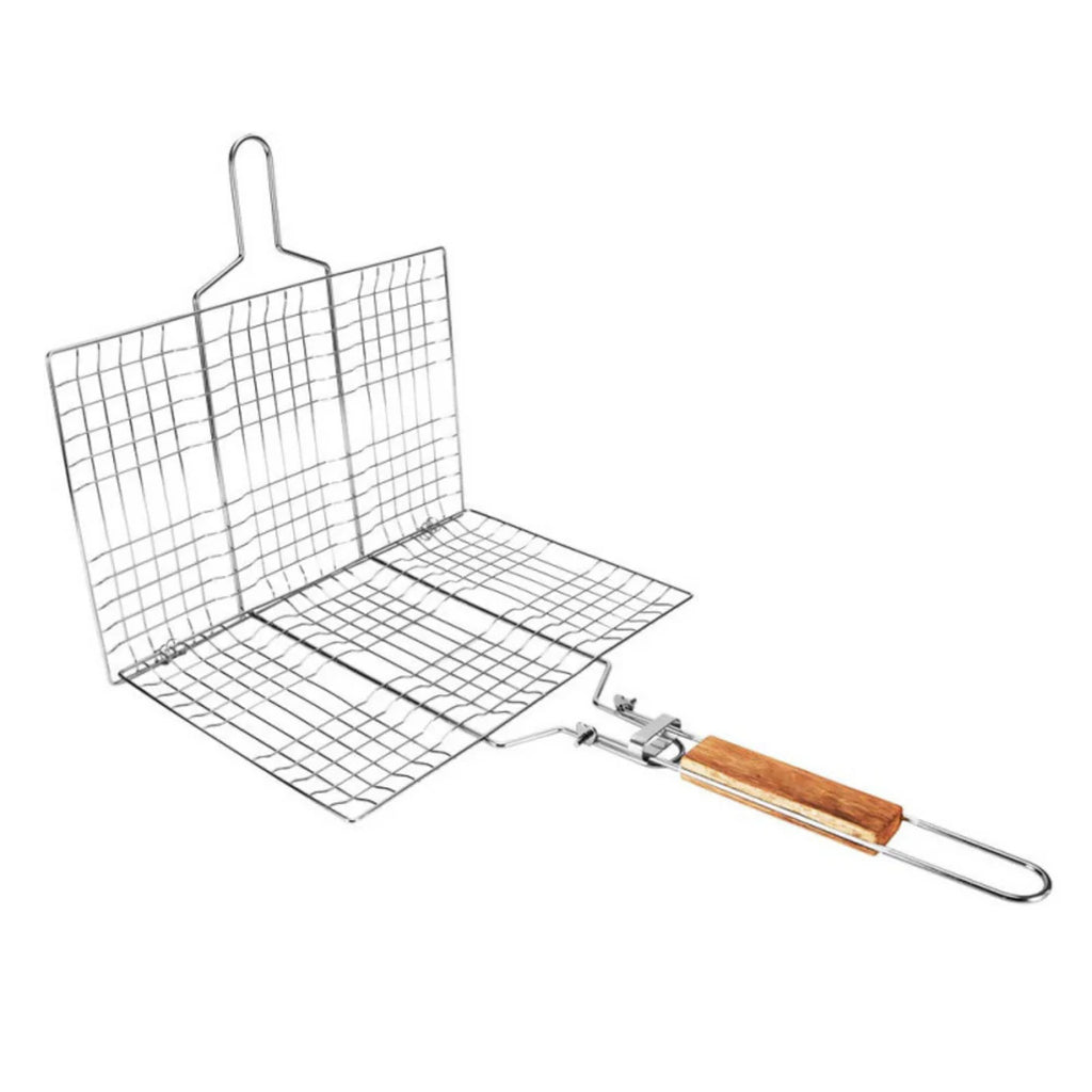 Outdoor BBQ Grill With Wooden Handle