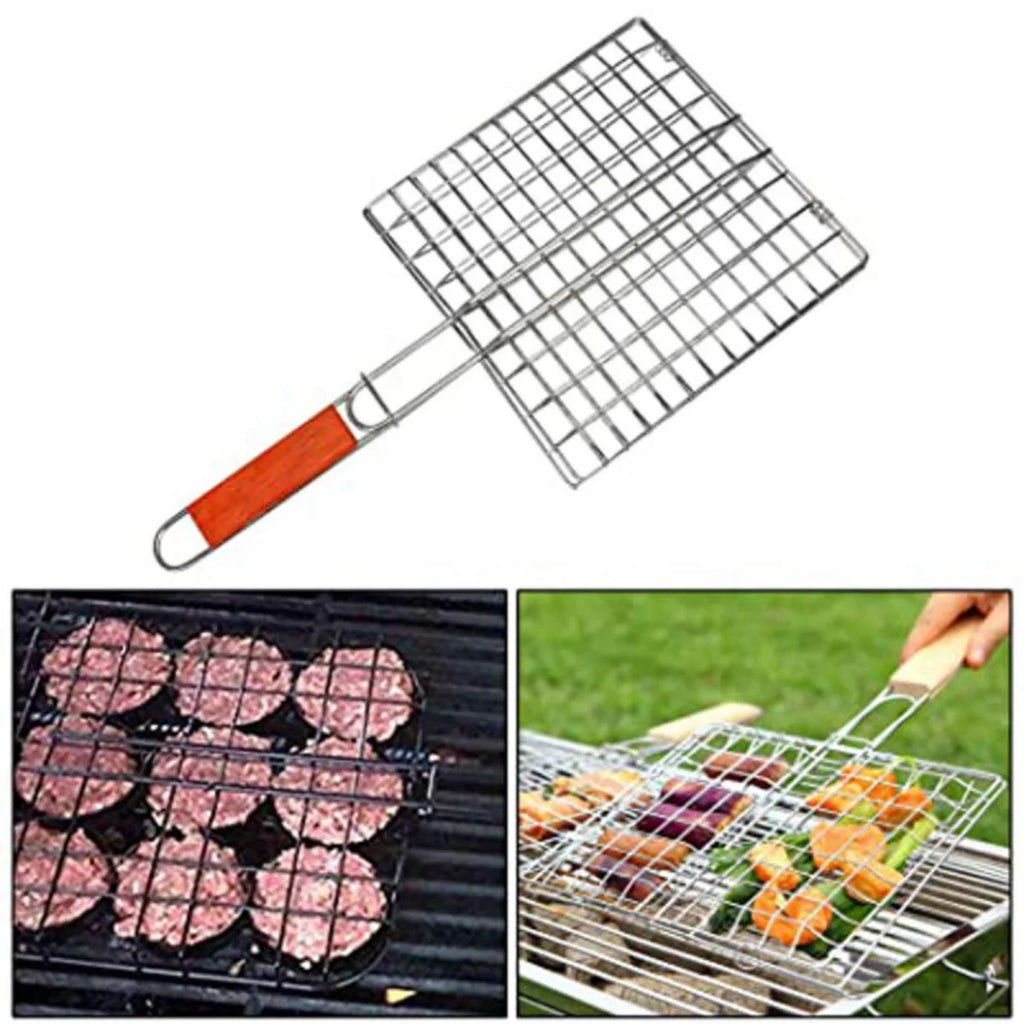 Outdoor BBQ Grill With Wooden Handle