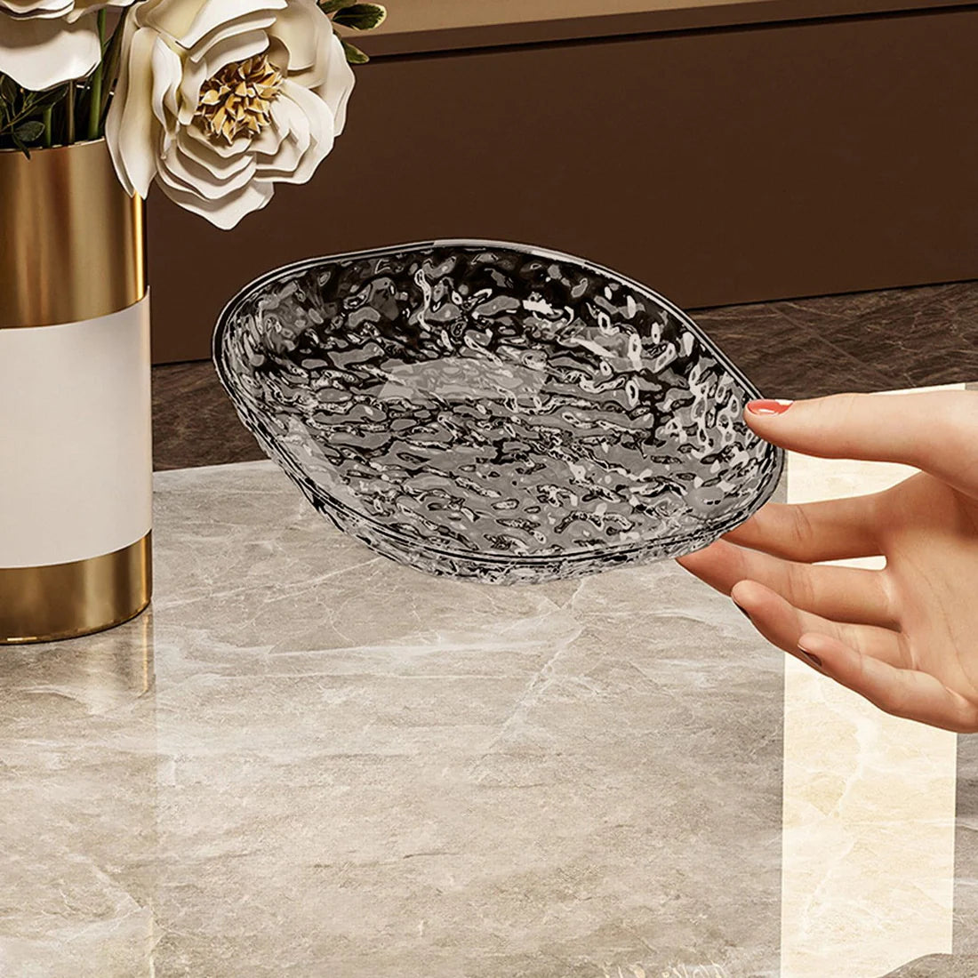 8pcs Square Snack Plates With Glacier Pattern