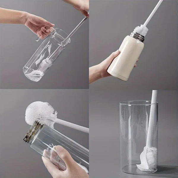 Long Handle Silicone Bottle Cleaning Brush x 2 (Pair of Brushes)