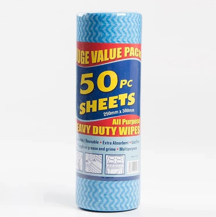 All-Purpose Heavy Duty Wipes - Cleaning Cloth 50 Pcs Sheets