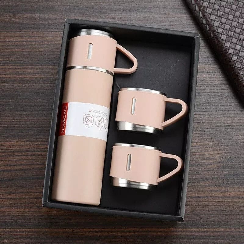 3 Cup Double-Layer Stainless Steel Vacuum Flask Set